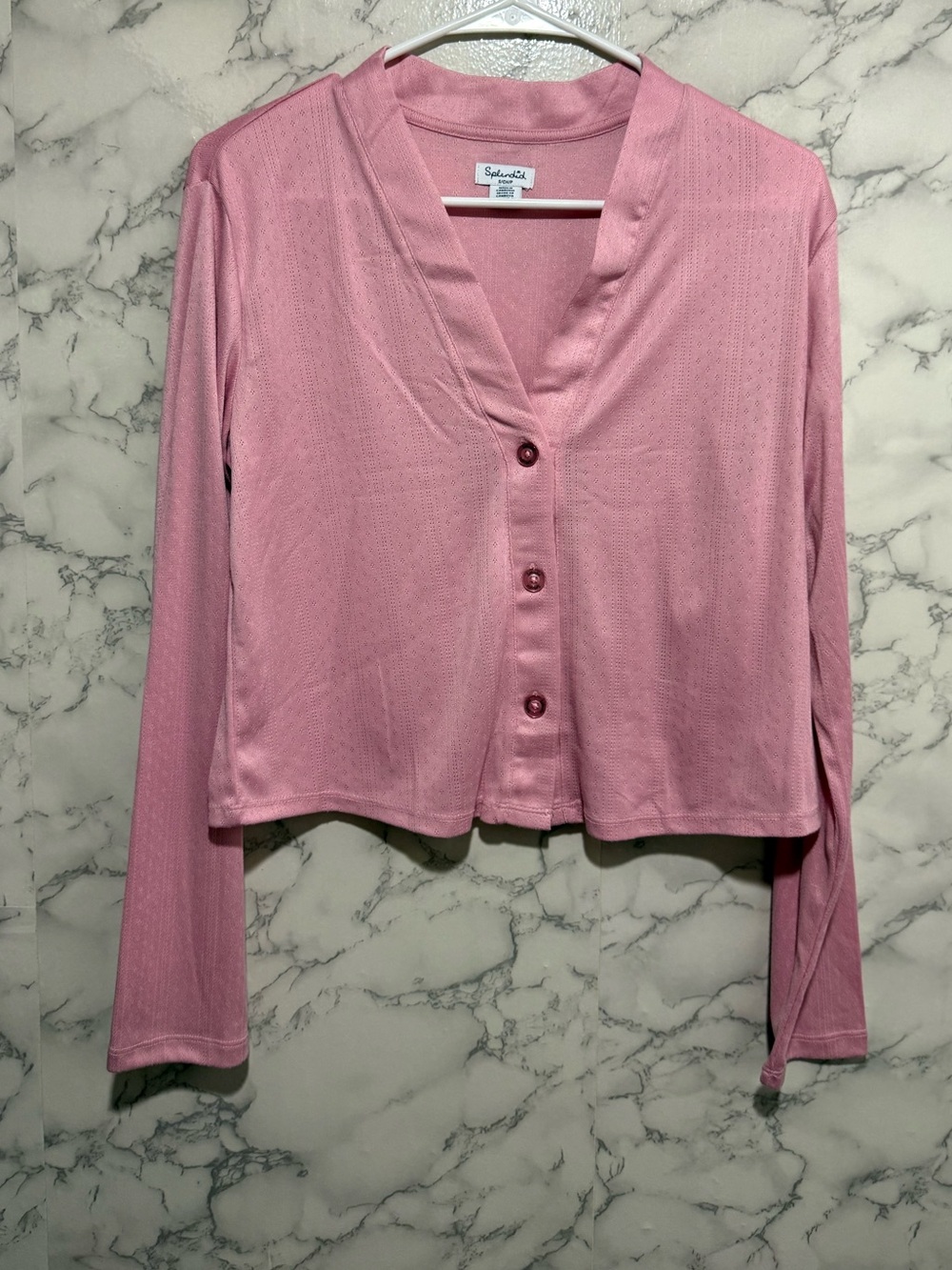 NEW Splendid Pink Knit V-Neck Cardigan S